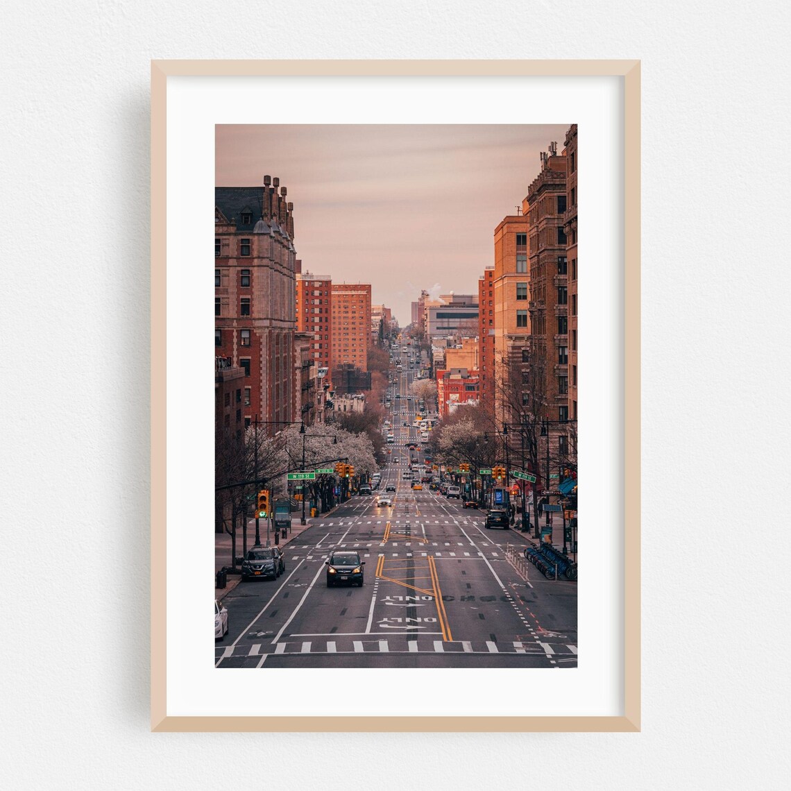 Manhattan New York City Street at Sunset Urban Photography Poster