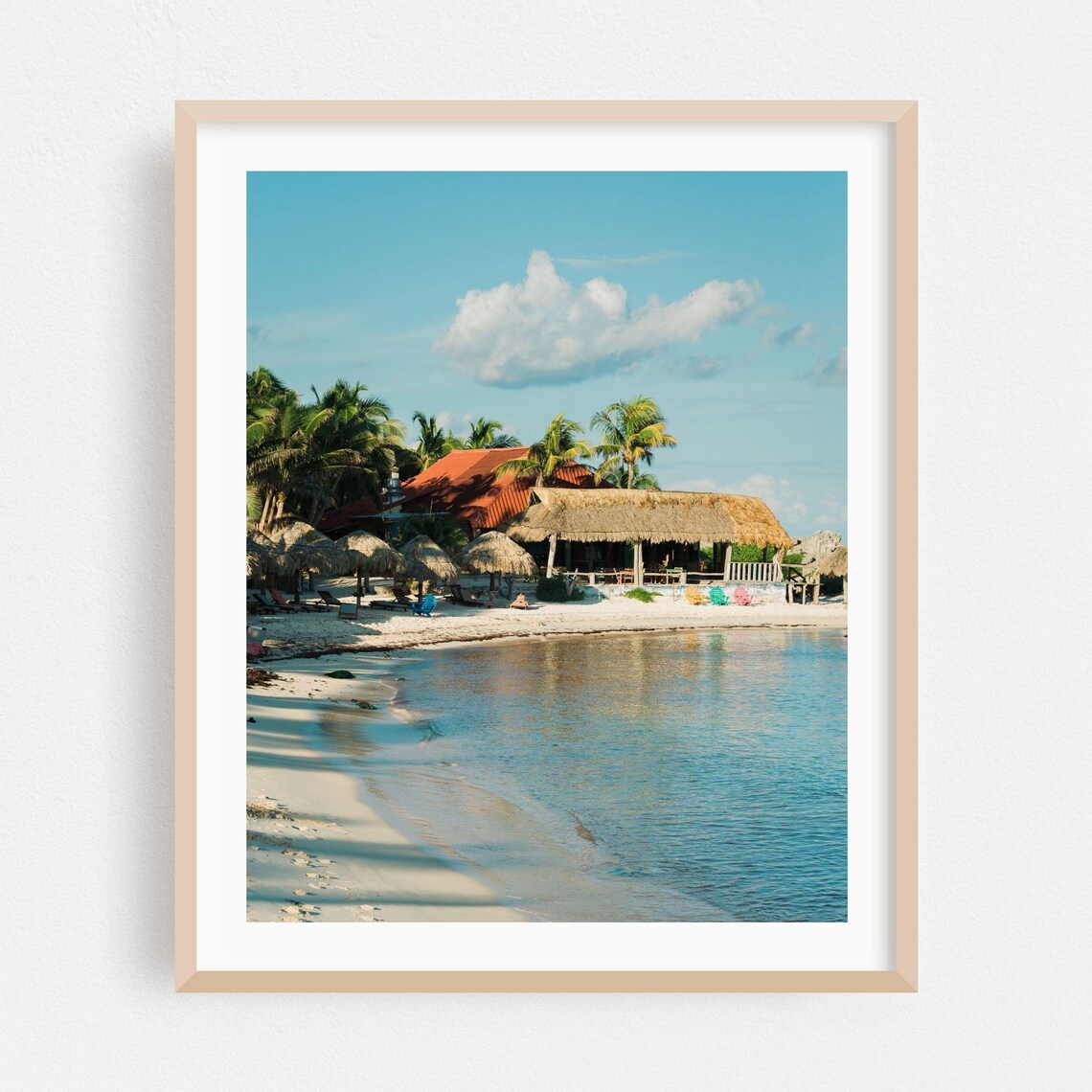 Idyllic Tulum Beach With Palm Palapas And Calm Turquoise Water Poster