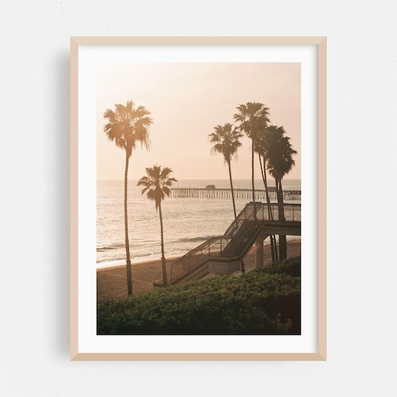 San Clemente Sunset Palm Silhouettes Ocean Pier Beach Photo Print