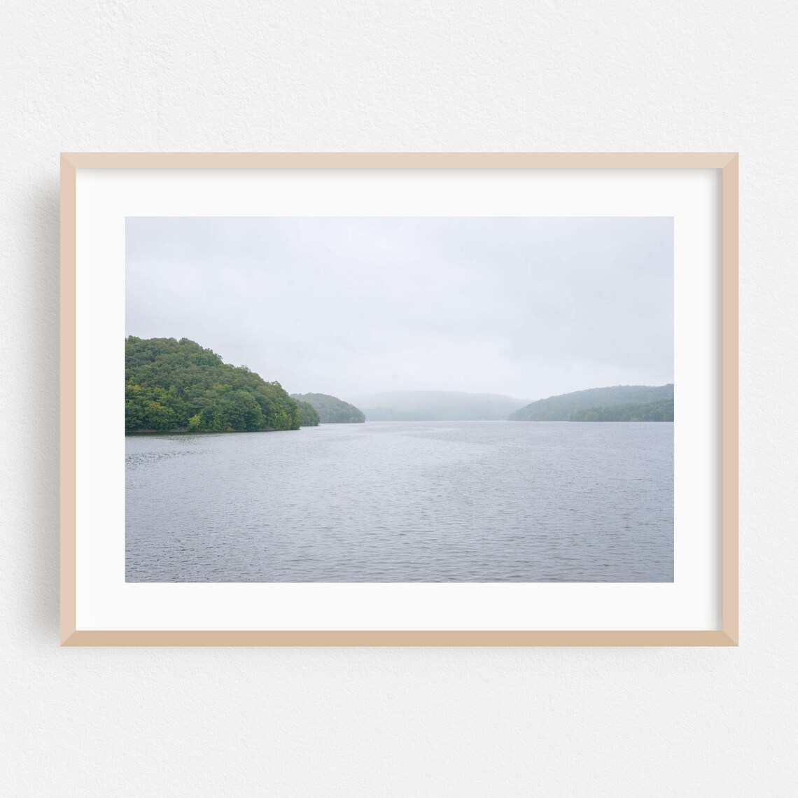 Misty Reservoir Lake Foggy Morning Calm Water Landscape Poster