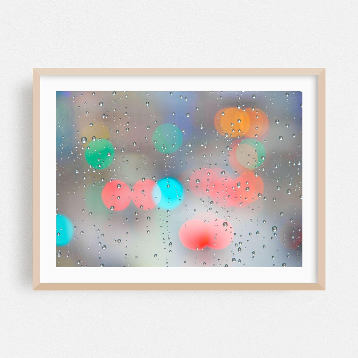 Rainy City Window Lights Colorful Bokeh Photography Art Poster