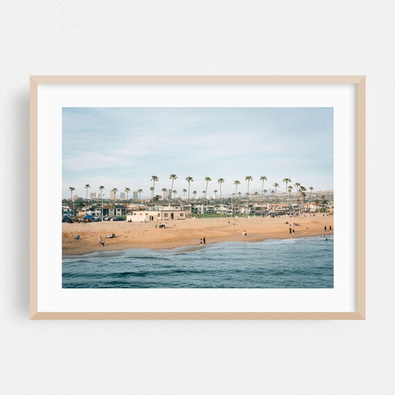 Newport Beach Palm Tree Shoreline Summer Beach Day Scene Poster