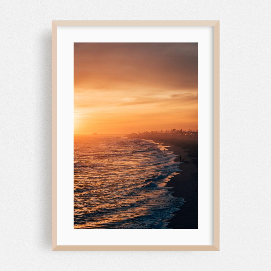 Newport Beach California Sunset Waves Golden Ocean Photo Poster