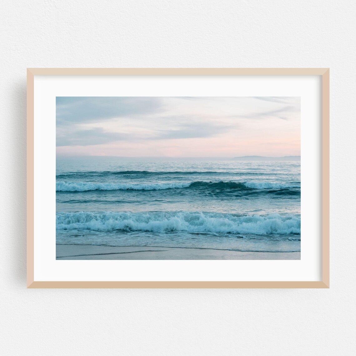 Pastel Ocean Waves at Dusk Newport Beach Seascape Art Poster