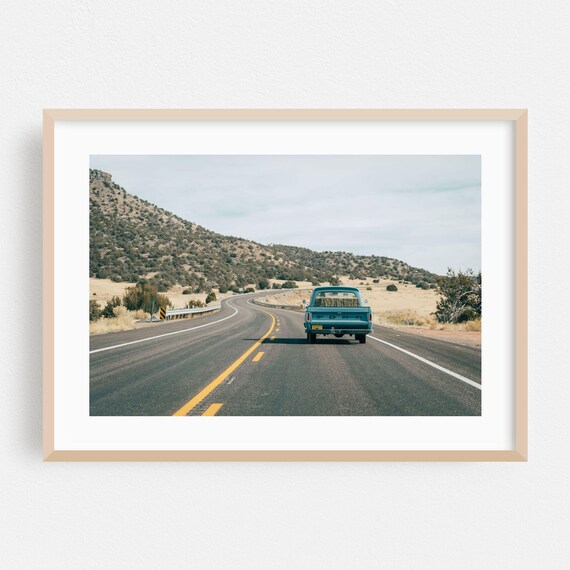 New Mexico Print Vintage Wall Art Rural Framed Desert Home Decor Route 66 Poster Classic Car Fine Scenic Countryside