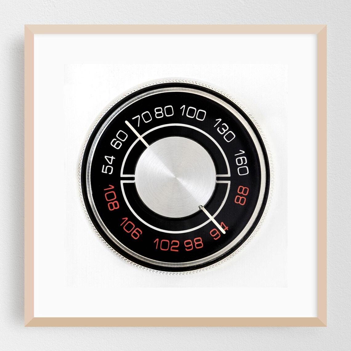 Retro Black and Silver AM FM Radio Tuning Dial Vintage Poster