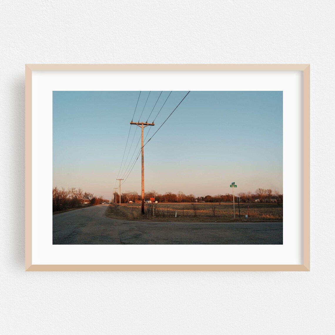 Rural Country Road at Dusk Telephone Poles Minimalist Photo Poster