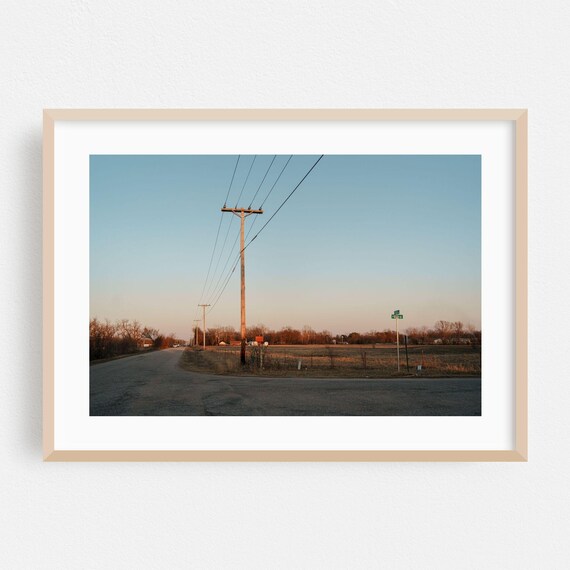 Rural Country Road at Dusk Telephone Poles Minimalist Photo Poster