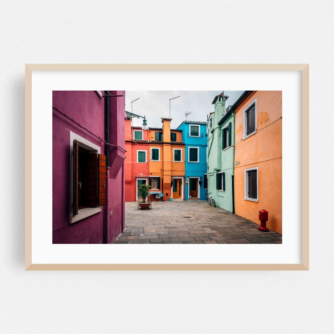 Venice Colorful Painted Houses Courtyard Italy Street Poster