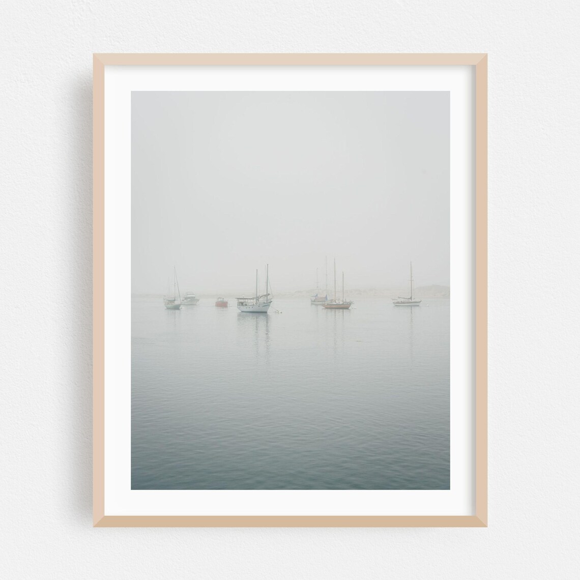 Morro Bay Foggy Harbor Sailboats Minimalist Ocean Photography Print