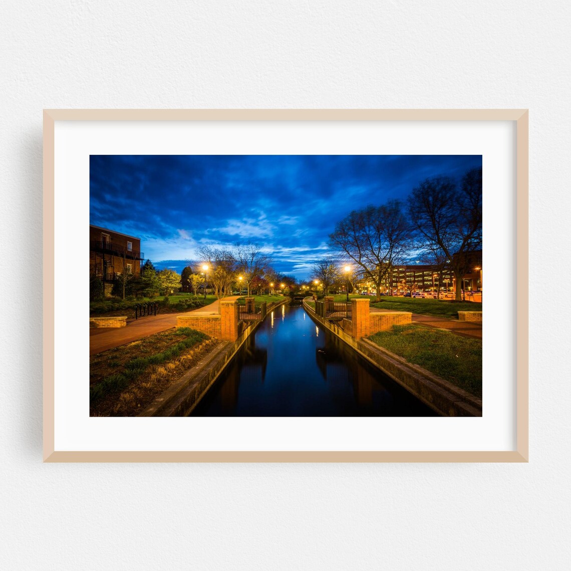 Frederick Maryland Night Sky Over Creek Bridge Cityscape Poster