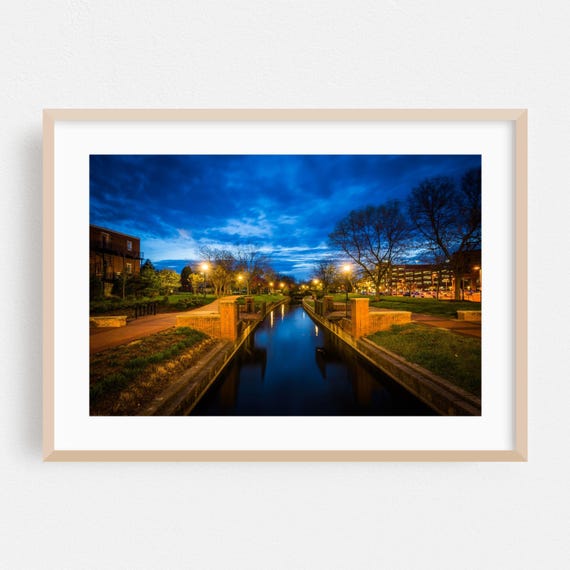 Frederick Print Maryland Wall Art Night Sky Framed Cityscape Home Decor Bridge Poster Scenic Fine Landscape Water