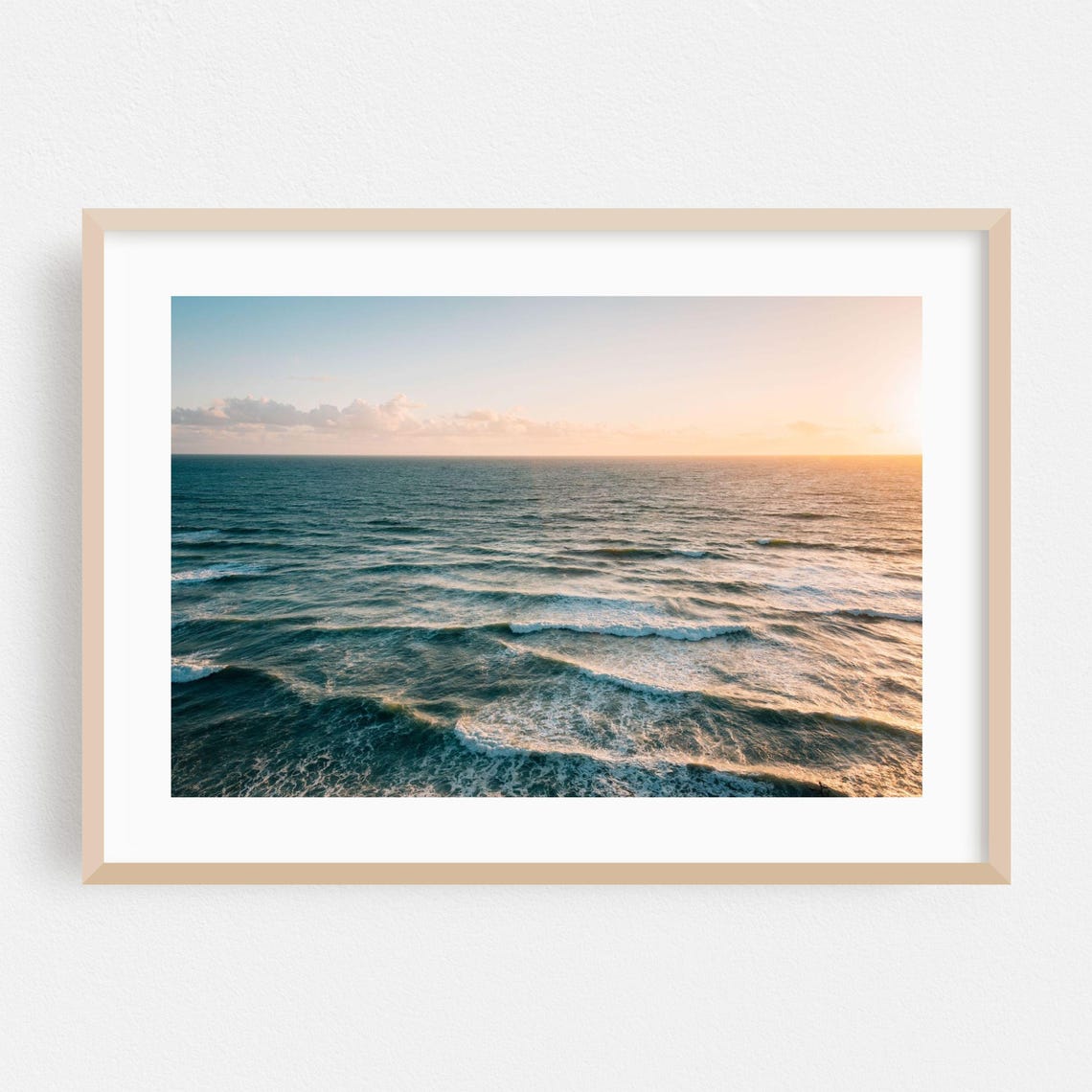 Encinitas Sunset Ocean Waves Golden Light Coastal Photo Poster