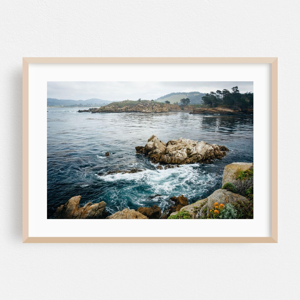 Big Sur California Rocky Cove Waves Moody Coastal Photo Poster