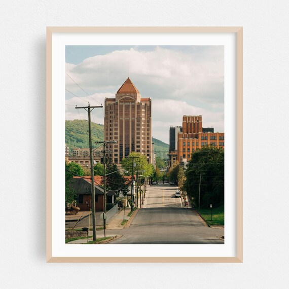 Roanoke Virginia Downtown Street Wells Fargo Tower Skyline Photo Poster