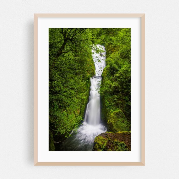 Oregon Framed Forest Waterfall Photography Nature Landscape Poster