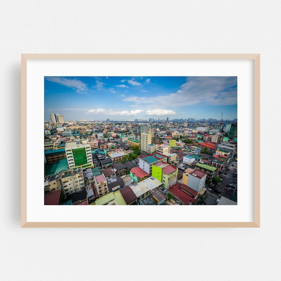 Manila Philippines Colorful City Aerial Skyline Photo Poster