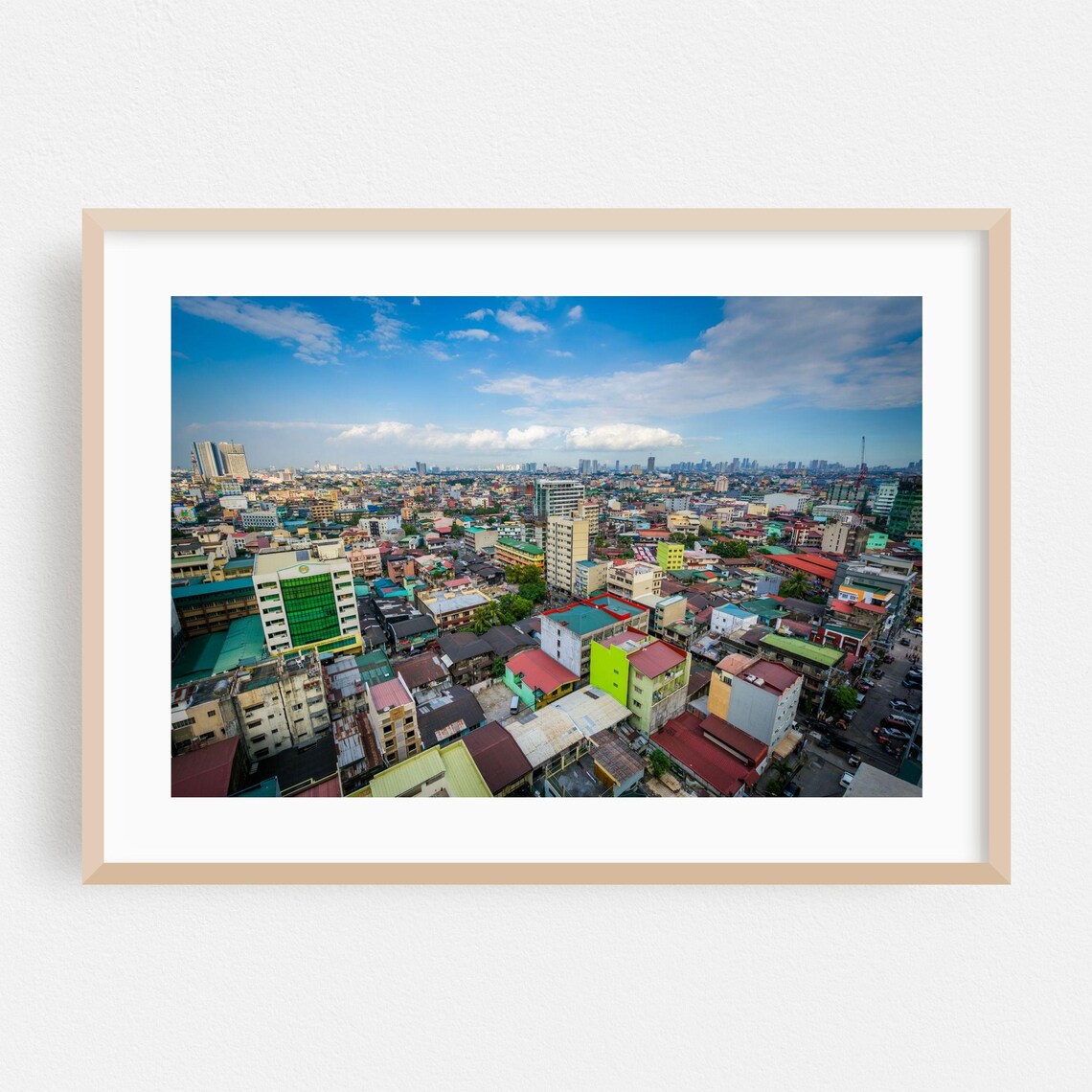 Manila Philippines Colorful City Aerial Skyline Photo Poster