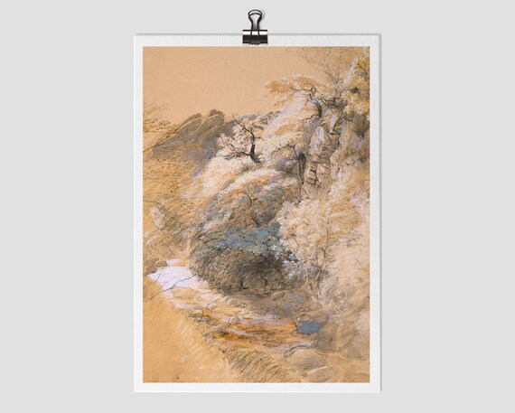 Desert Landscape Sketch Print Mailed Prints Vintage Landscape Wall Art Vintage Reproduction Art Prints