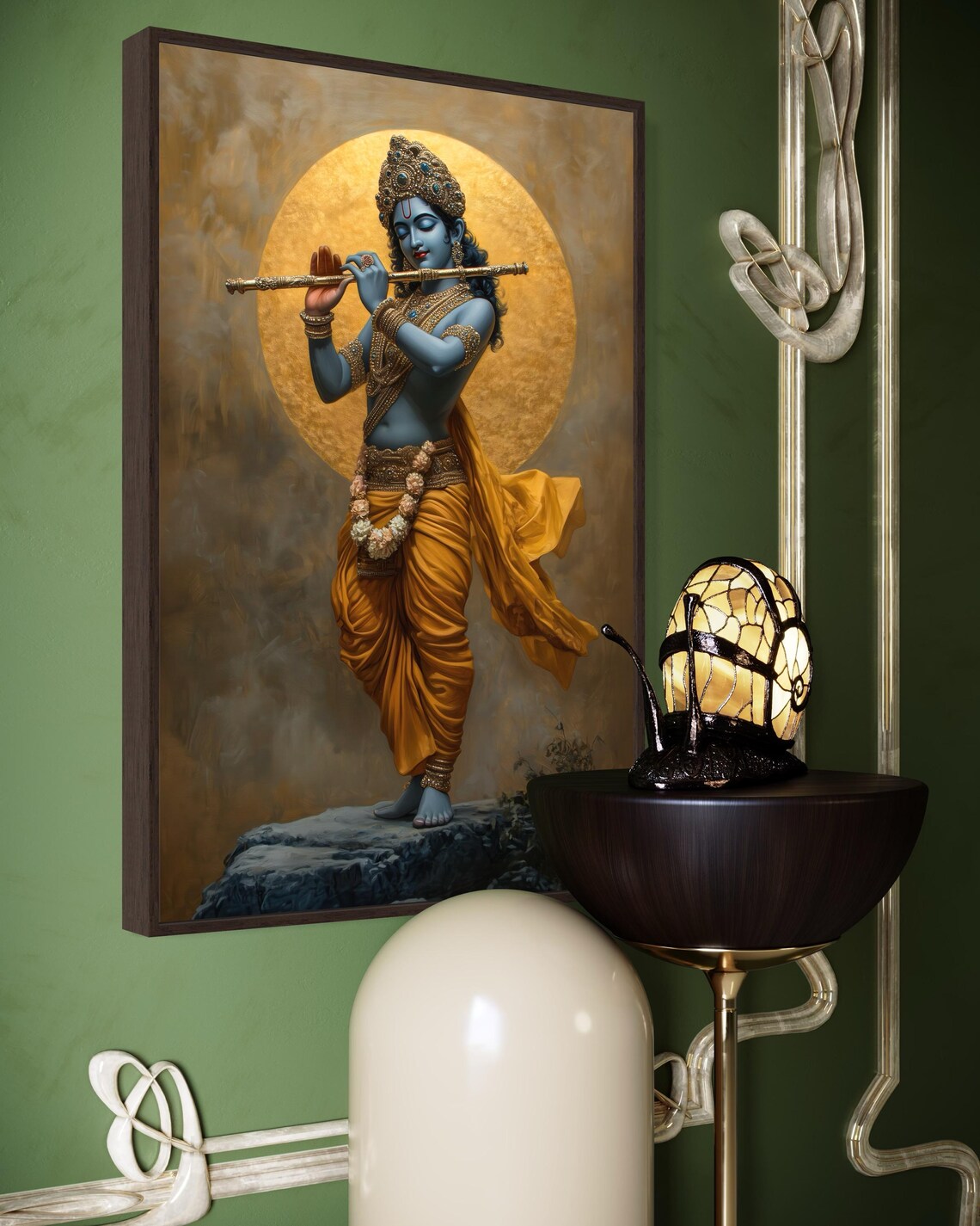 Lord Krishna With Flute Spiritual Poster, Yoga Decor - Image 5