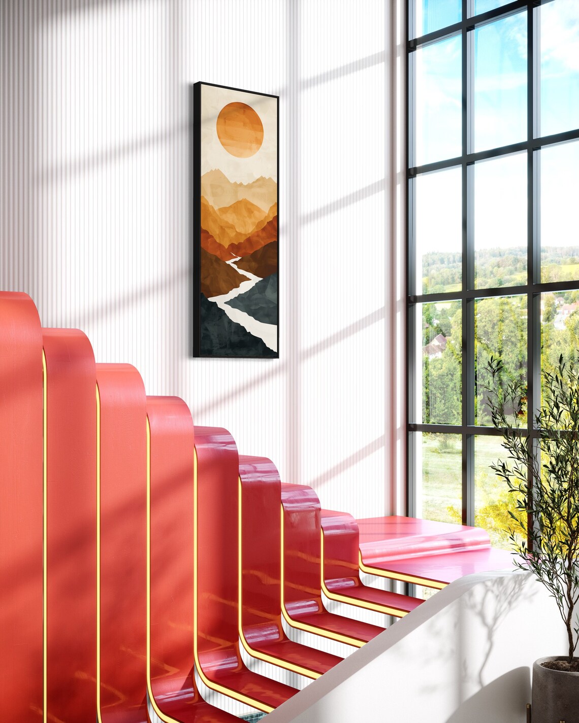 Boho River Journey, Geometric Mountain Art Print - Image 3
