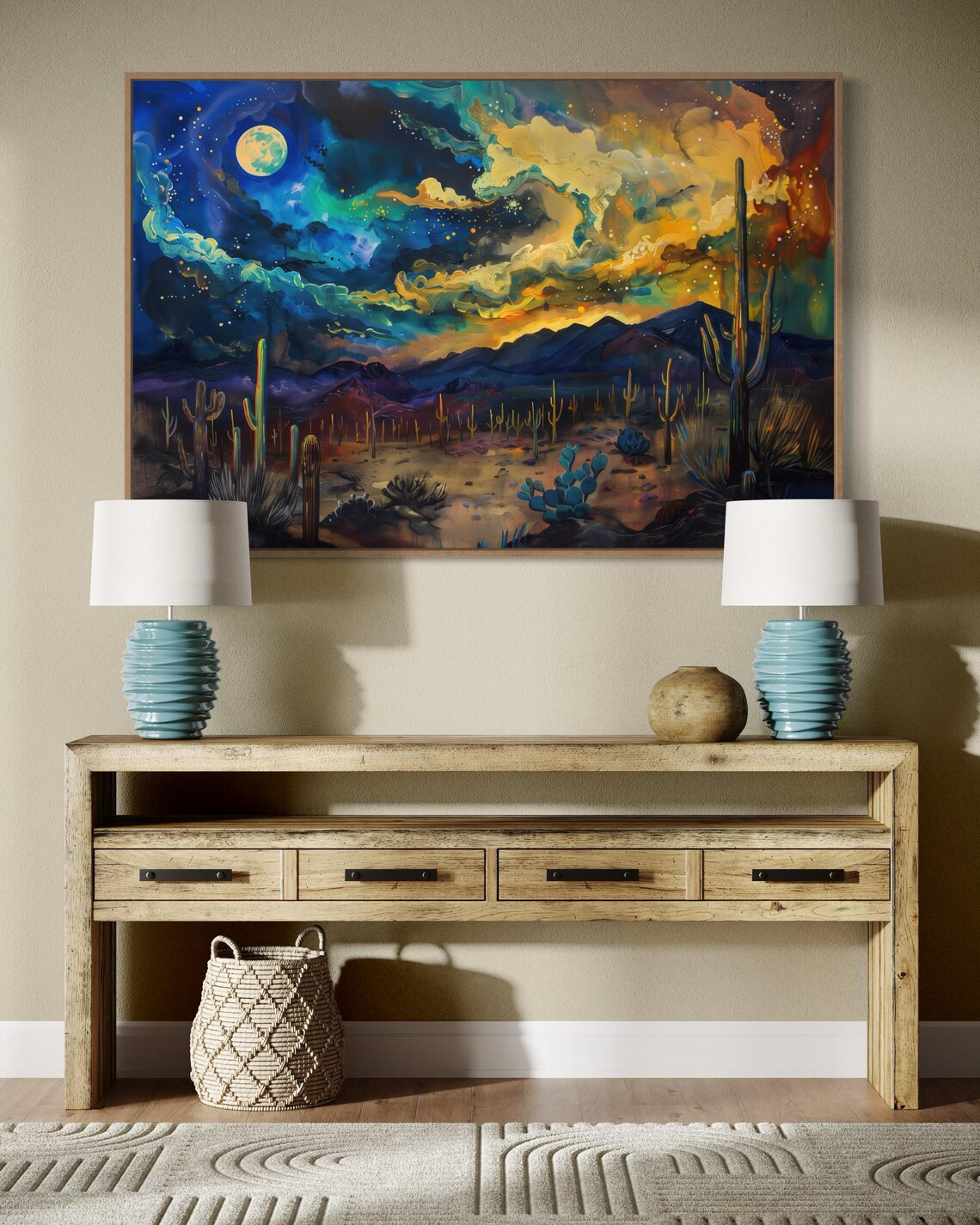 Mystical Arizona Desert Night Southwestern Cactus Art Print - Image 4