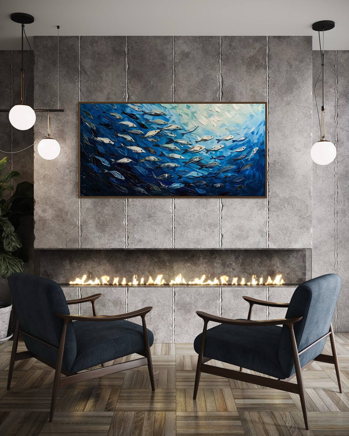 Ocean Harmony School Of Fish, Impressionist Art Print - Image 4