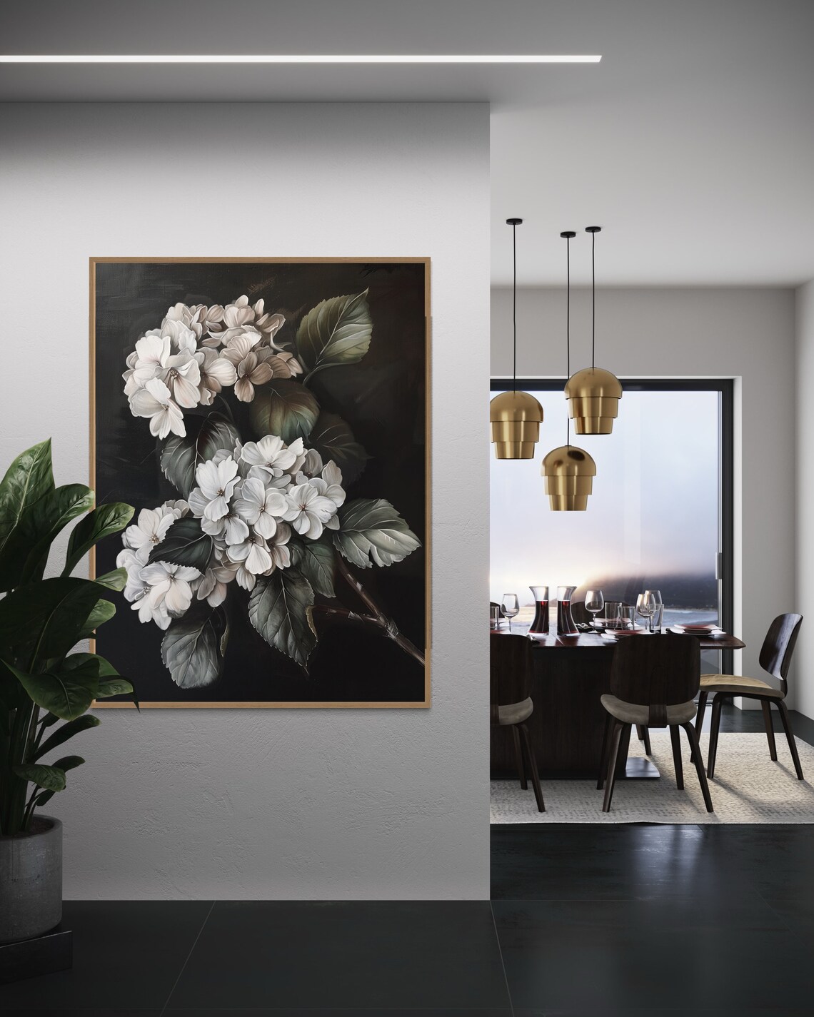 Moody Hydrangea Elegance, Dark Academia Decor - Image 2