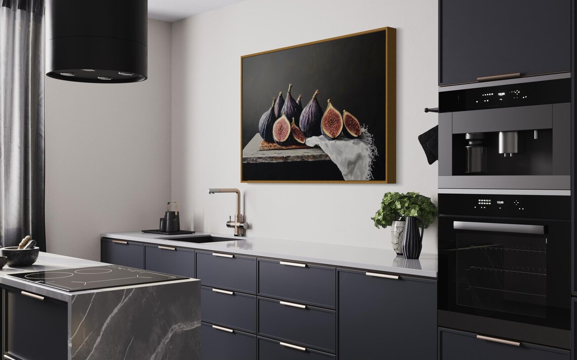 Still Life Fig Rustic Kitchen Wall Art Print - Image 3