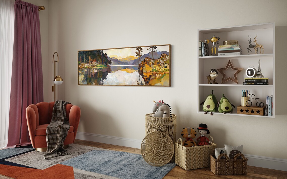 Rustic Lakeside Pine Tree Art Print, Lake House Decor - Image 4