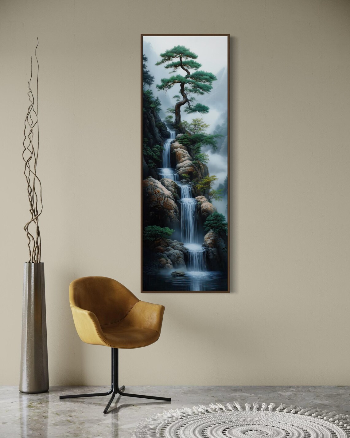 Zen Waterfall Japanese Landscape Wall Art Print - Image 2