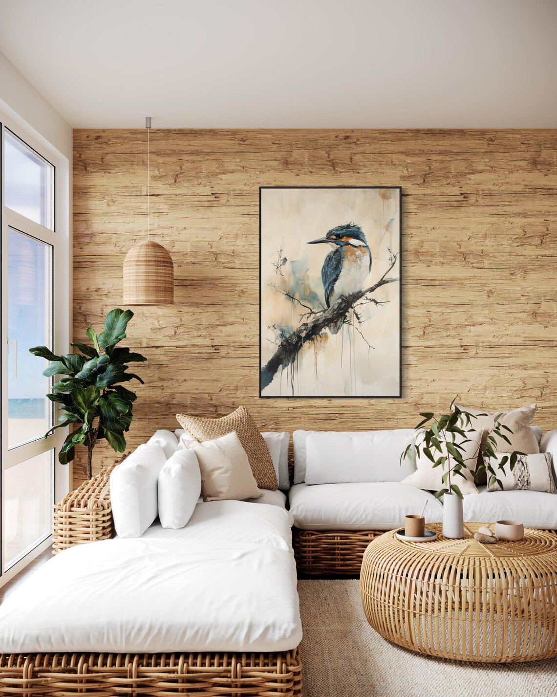 Kingfisher Wall Art, Rustic Bird Lover Decor - Image 4