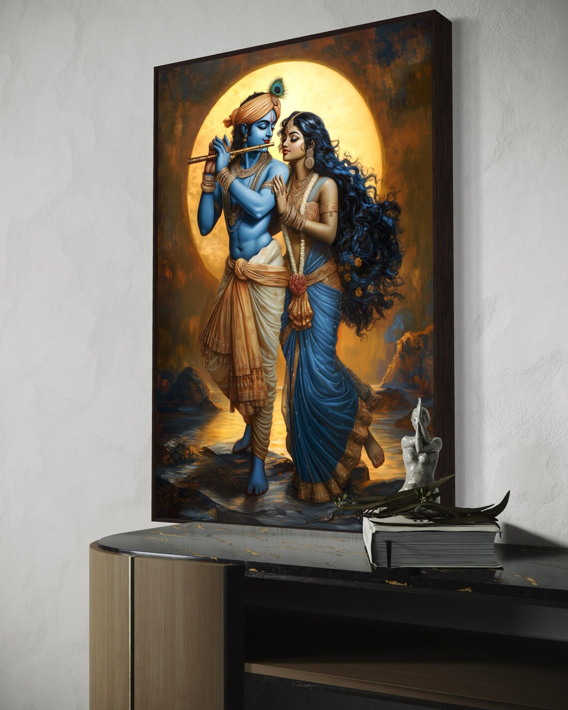 Divine Krishna And Radha Art Print, Spiritual Decor - Image 4