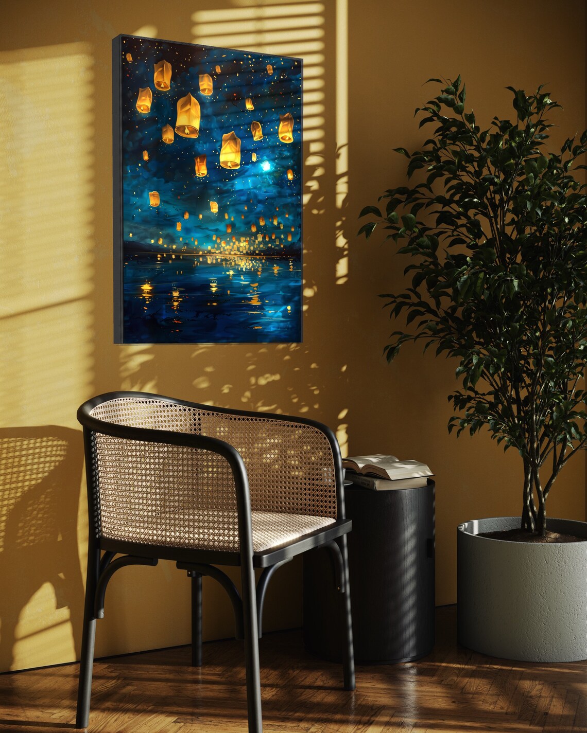 Magical Night Lantern Festival, Fantasy Art Print - Image 3