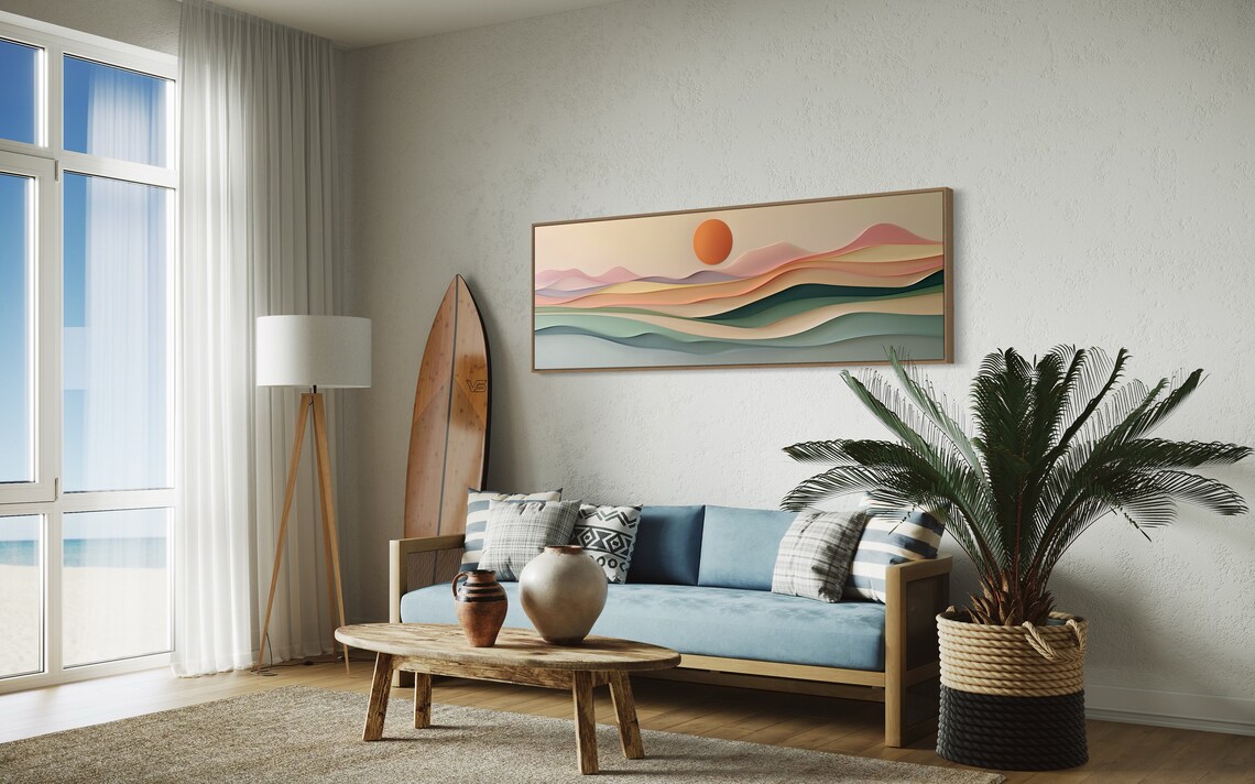 Abstract Sunset Panorama, Colorful Boho Art Print - Image 5
