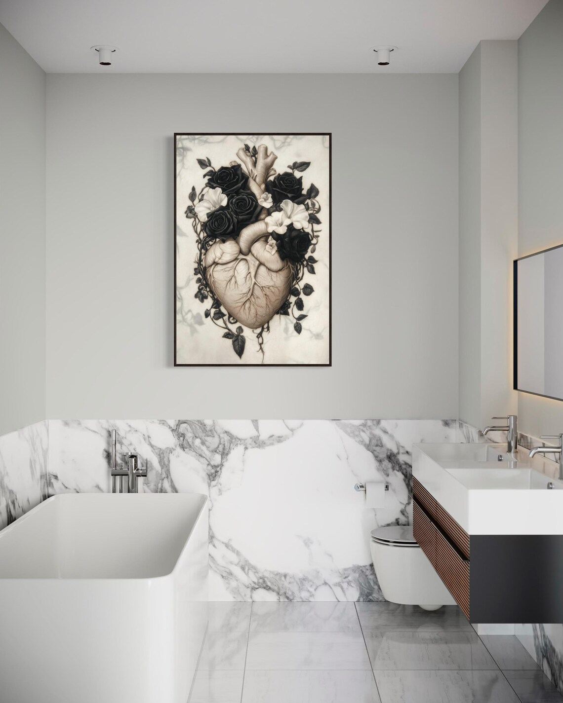 Gothic Anatomical Heart, Dark Botanical Art Print - Image 3