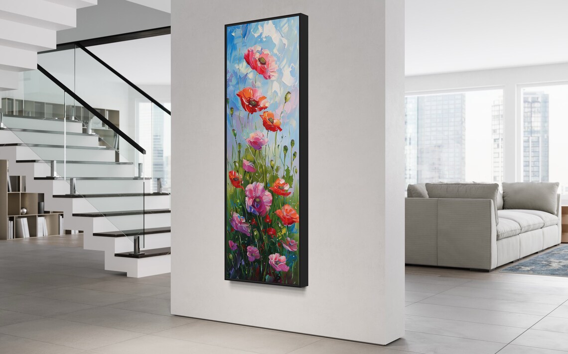 Red Poppy Print, Vertical Botanical Wall Art - Image 2