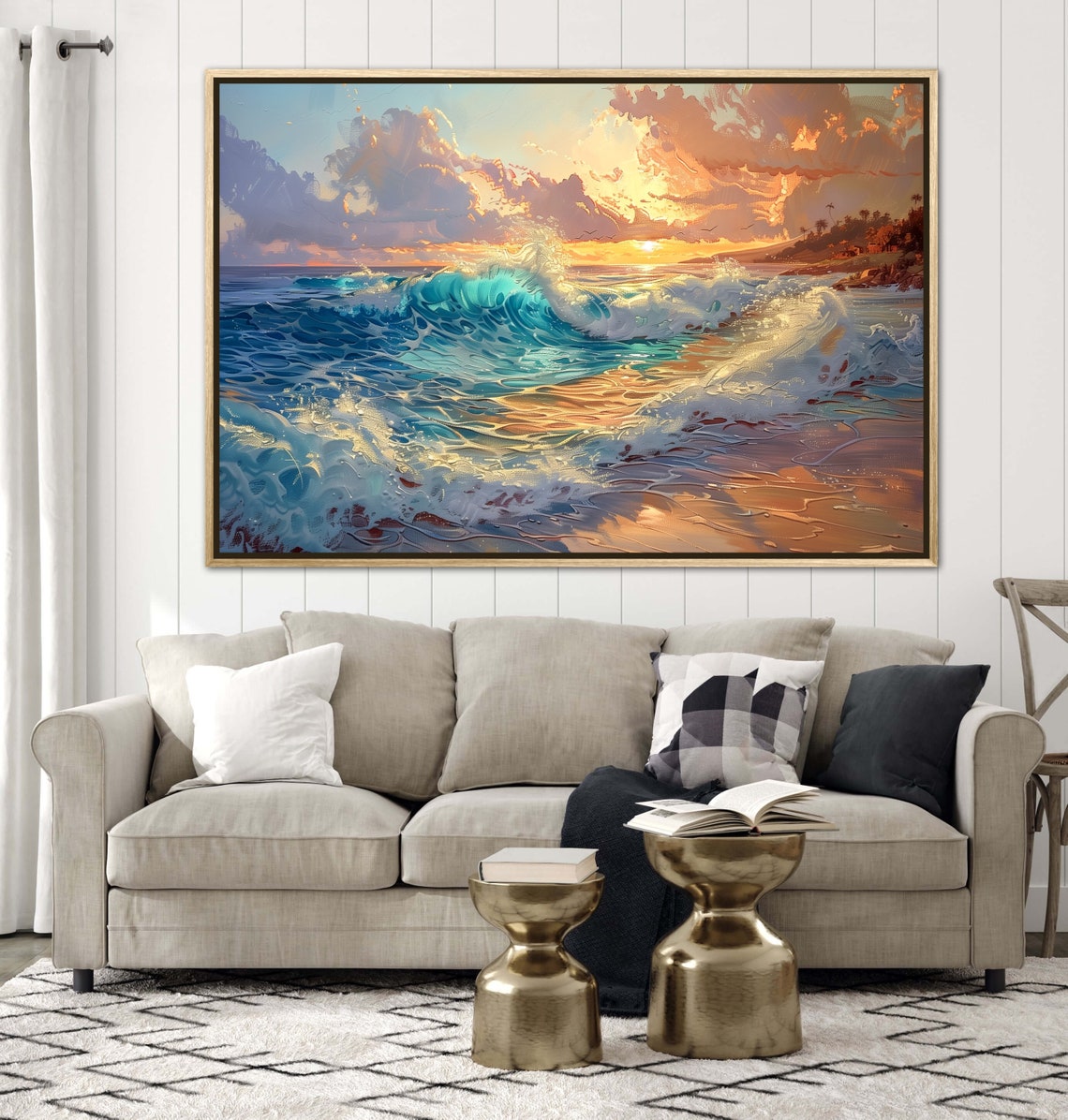 Tranquil Sunrise Beach View Coastal Seascape Ocean Waves Art Poster - Image 3