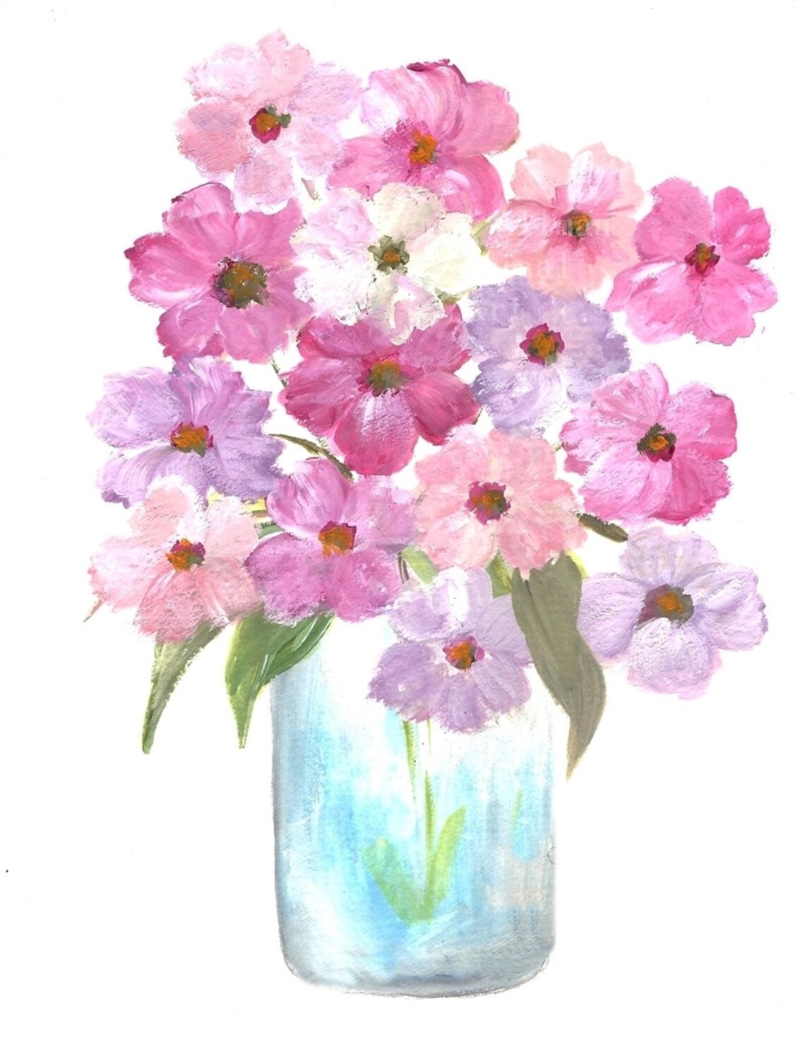 Cosmos Watercolor Floral Vase Series, Art Print - Image 4