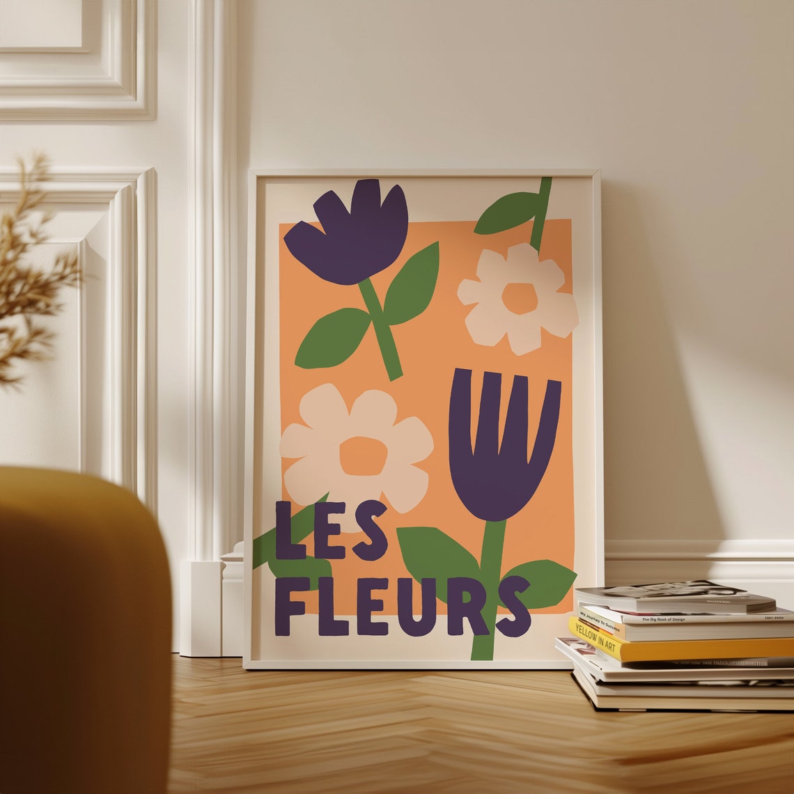 Les Fleurs Orange Abstract Matisse Cut Out Floral Art Poster - Image 2