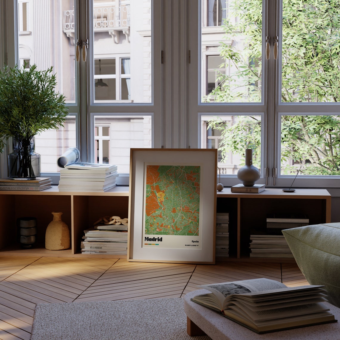 Madrid Spain Retro Colorful Modern City Map Street Grid Wall Art - Image 2