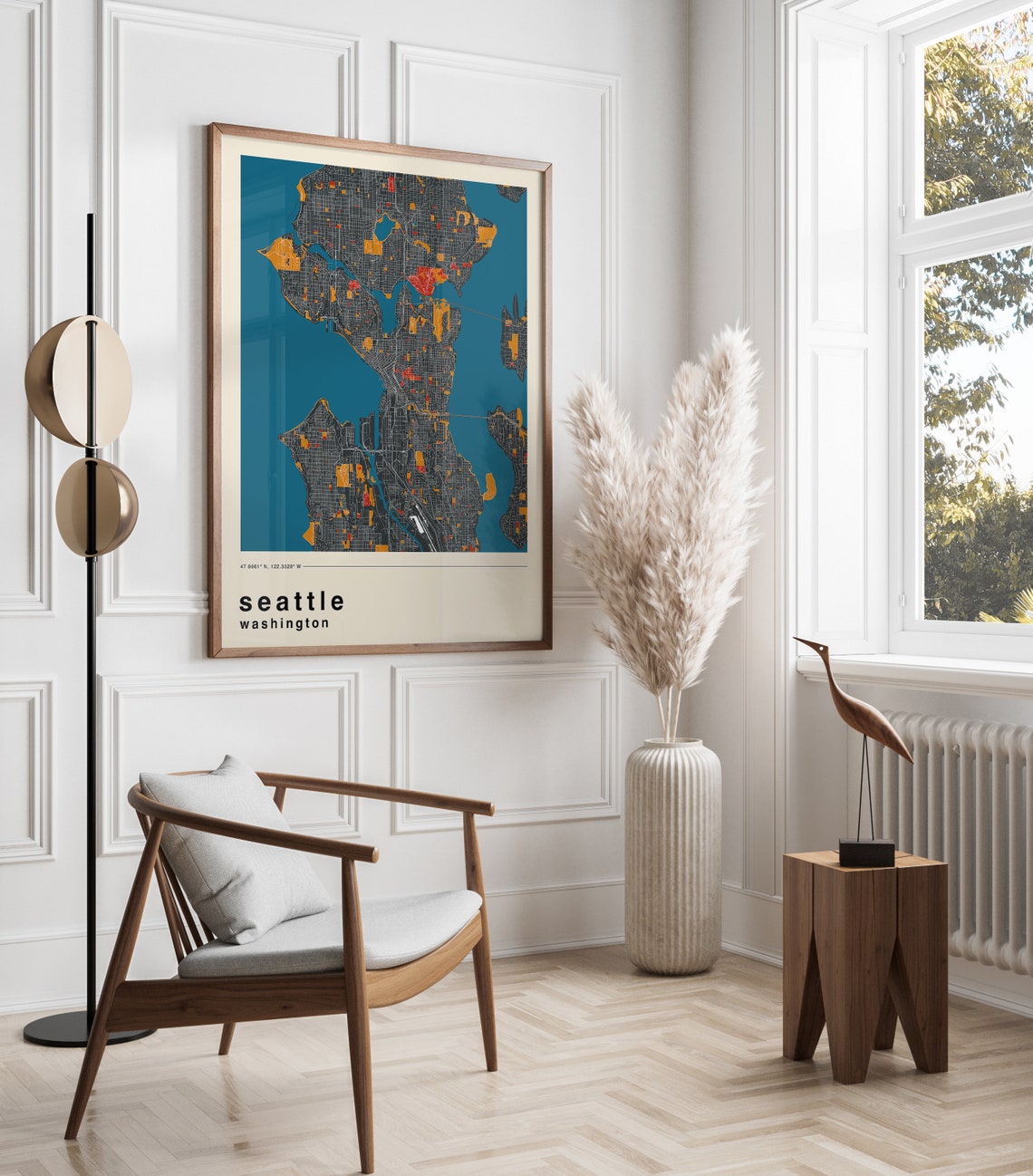 Seattle Washington Retro Colorful City Street Map Travel Poster - Image 2