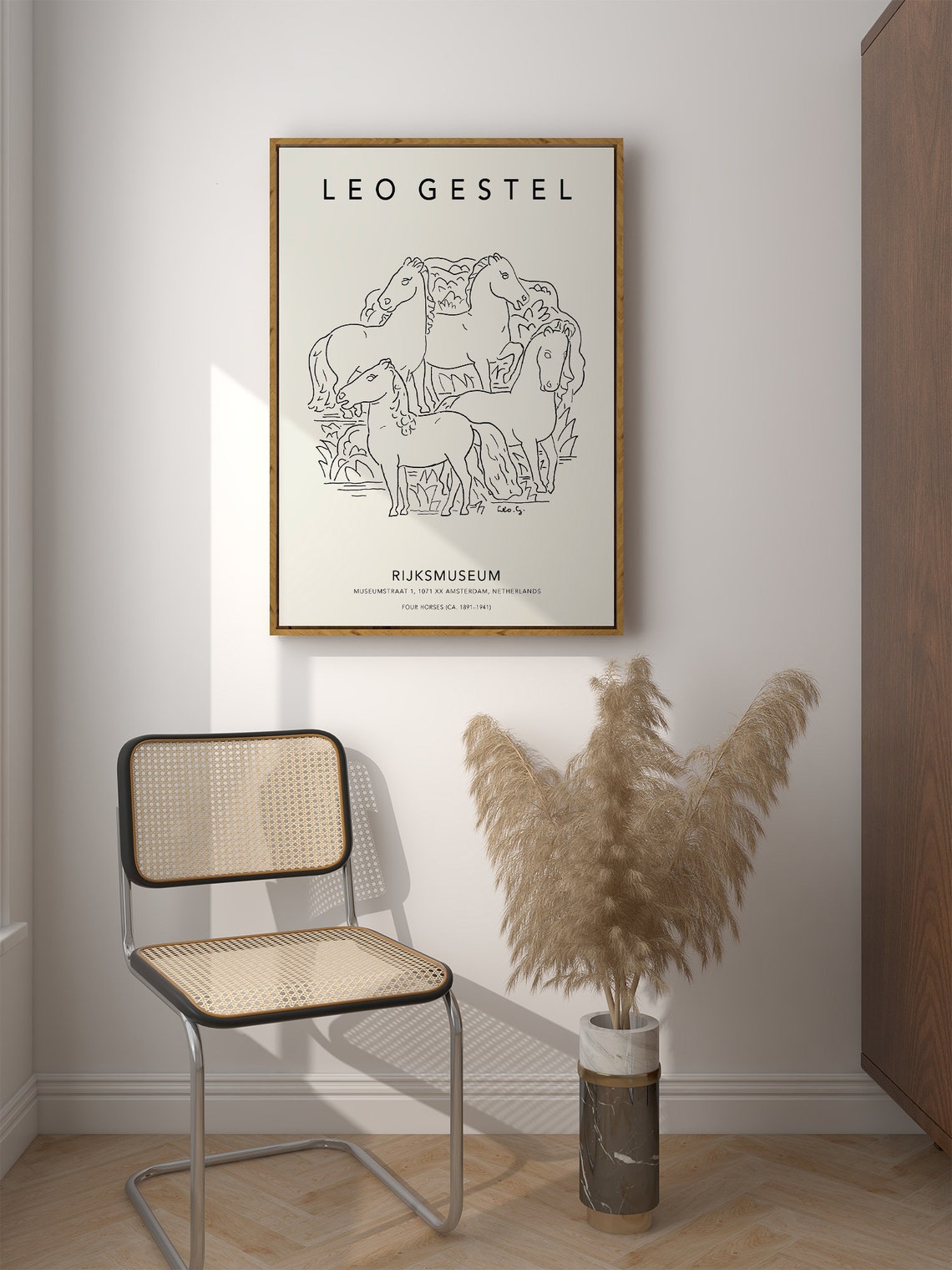 Leo Gestel Four Horses Line Drawing Rijksmuseum Amsterdam Poster - Image 2