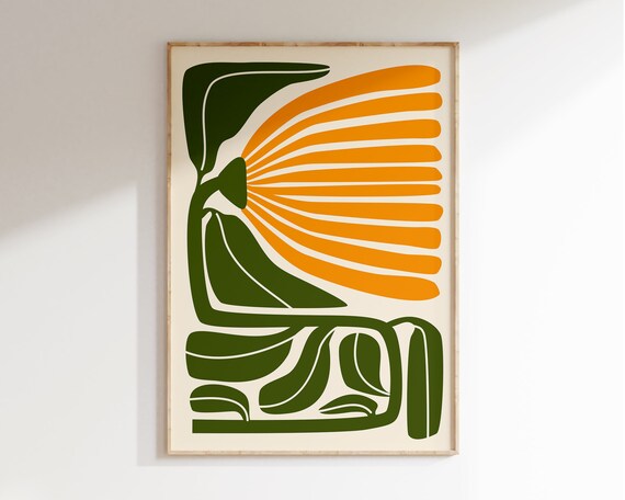 Yellow Abstract Flower, Matisse-Inspired Botanical Art Print
