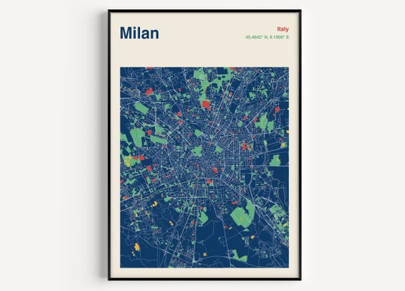 Milan Map Poster, Minimal City Map Art Print