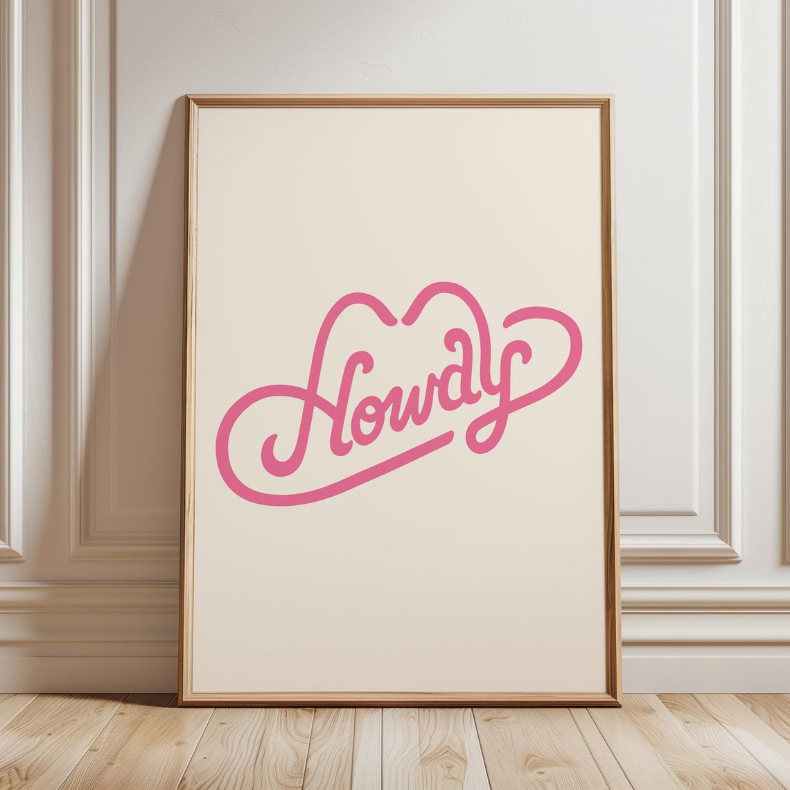 Howdy Pink Retro Script Poster Cowboy Hat Western Greeting Design - Image 2
