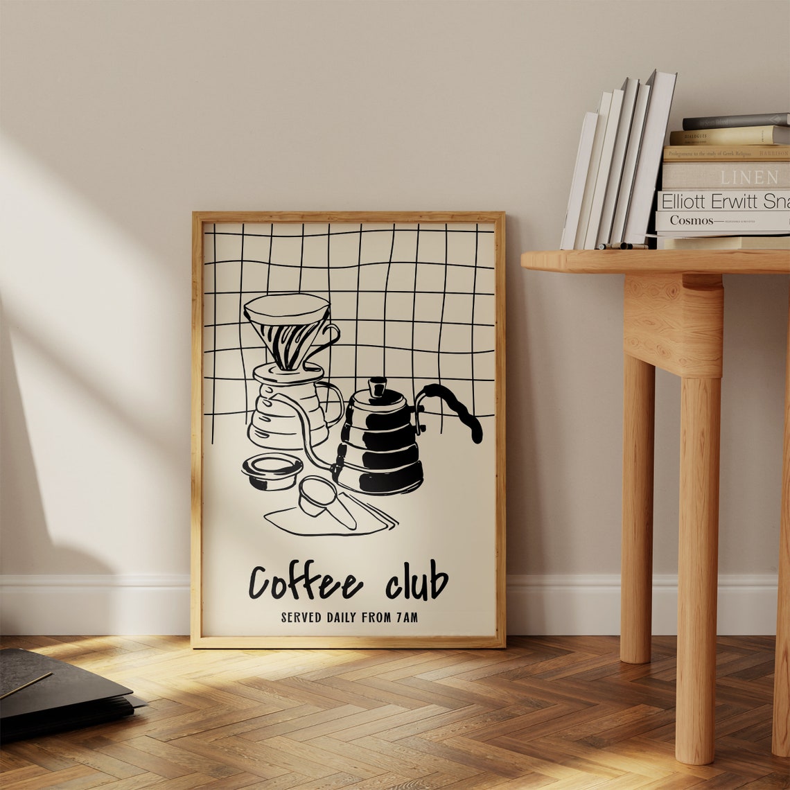 Coffee Club Pour Over Morning Brew Minimal Line Art Kitchen Poster - Image 2