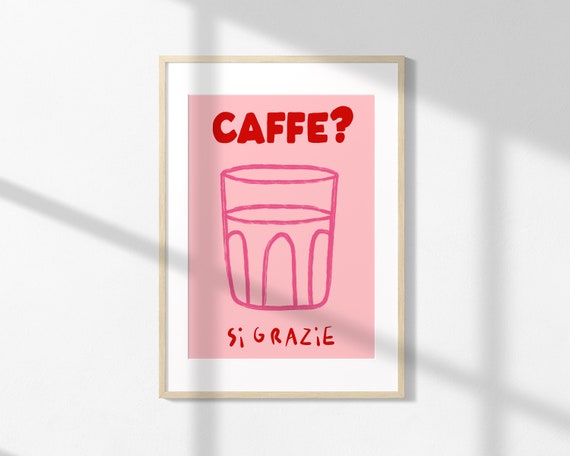 Hand Drawn Coffee Print More Colours Caffe Italian Art Print Mid Century Kitchen Poster Trendy Food Wall Art Food Doodles Ki146