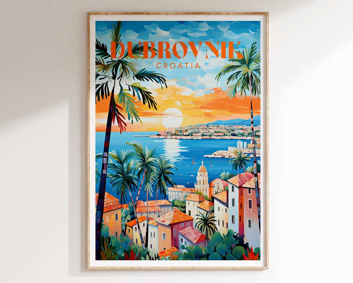 Dubrovnik Croatia Maximalist Travel Poster, Art Print