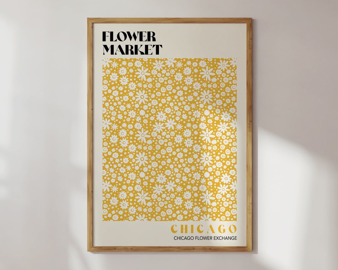 Chicago Flower Market Daisy Yellow Retro Exchange Decor Poster